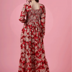 Women's Maxi Floral Print Crepe Regular Sleeves Casual Dress