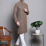 Mens Sequin Embroidered Pure Cotton Kurtas