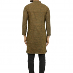 Mens' Solid Cotton Long Kurta_Mehandi