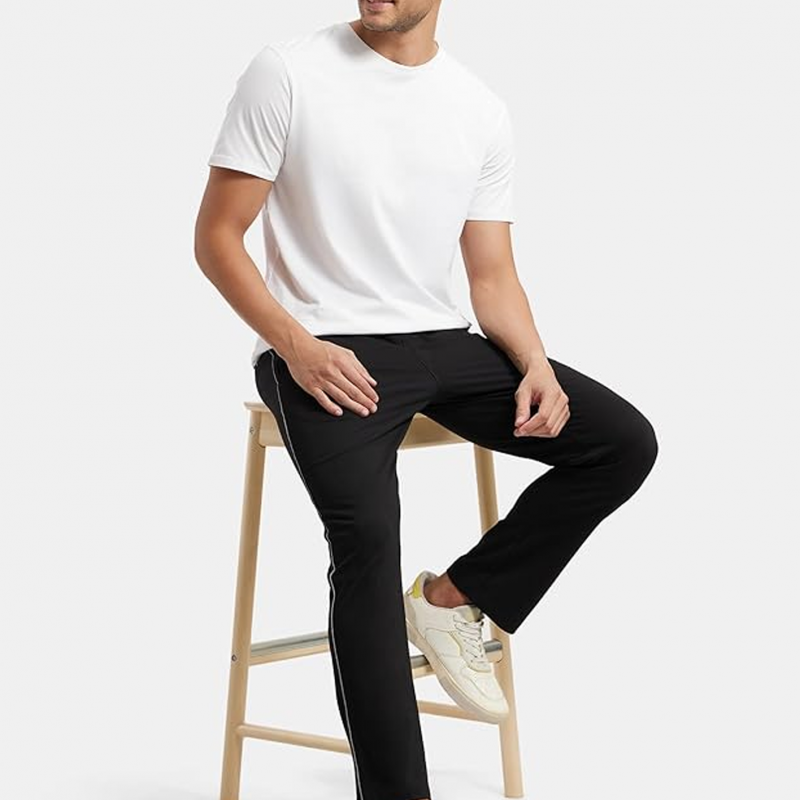 Men's Super Combed Cotton Rich Regular Fit Mid Rise Trackpants with Side Pockets